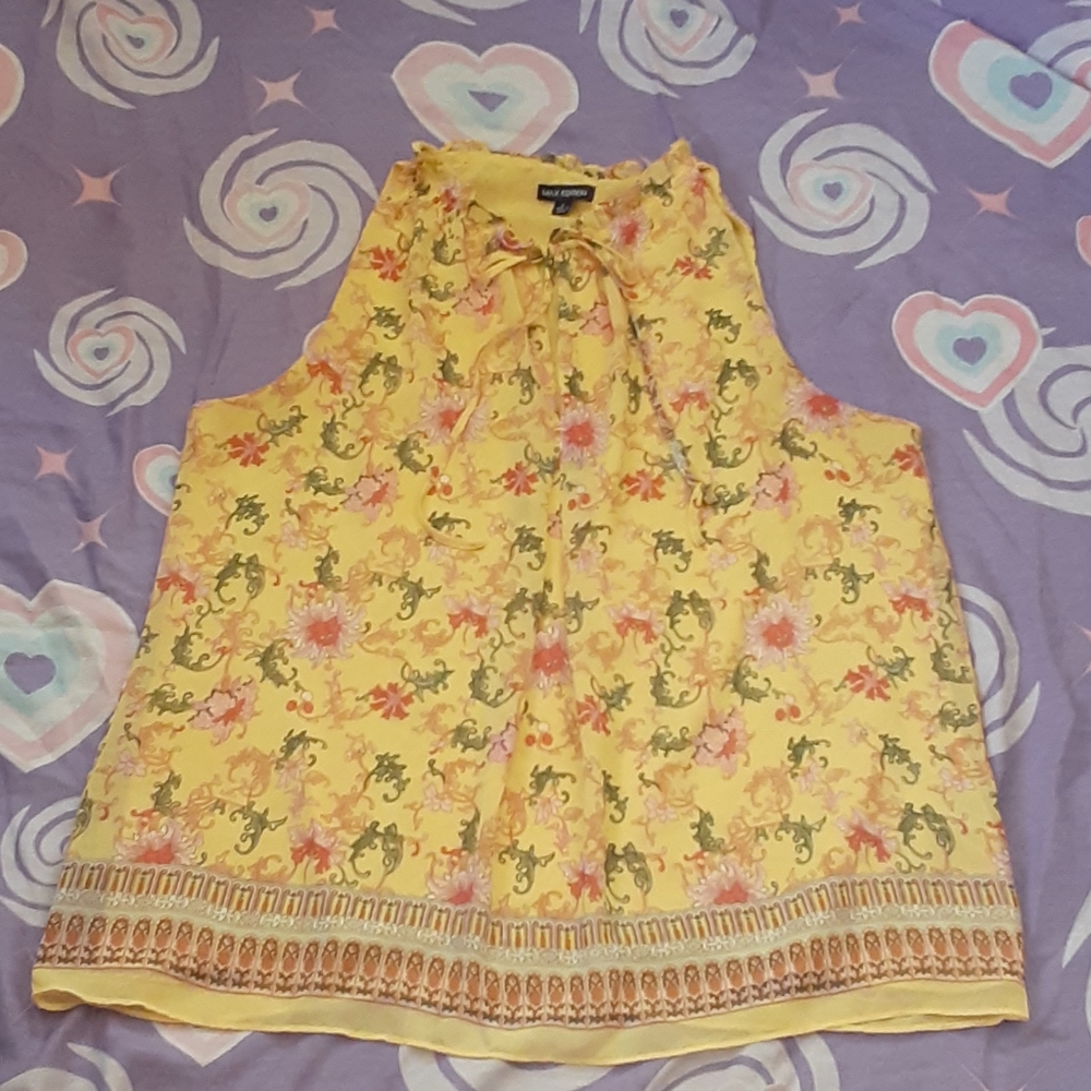 * MAX EDITION BOHO YELLOW FLORAL TOP , SIZE LARGE